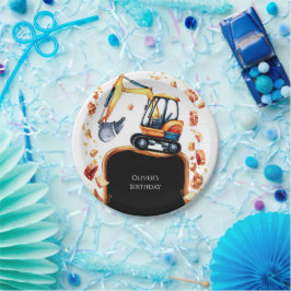 Plato De Papel Aniversario de la Construcción de Niños Mágicos