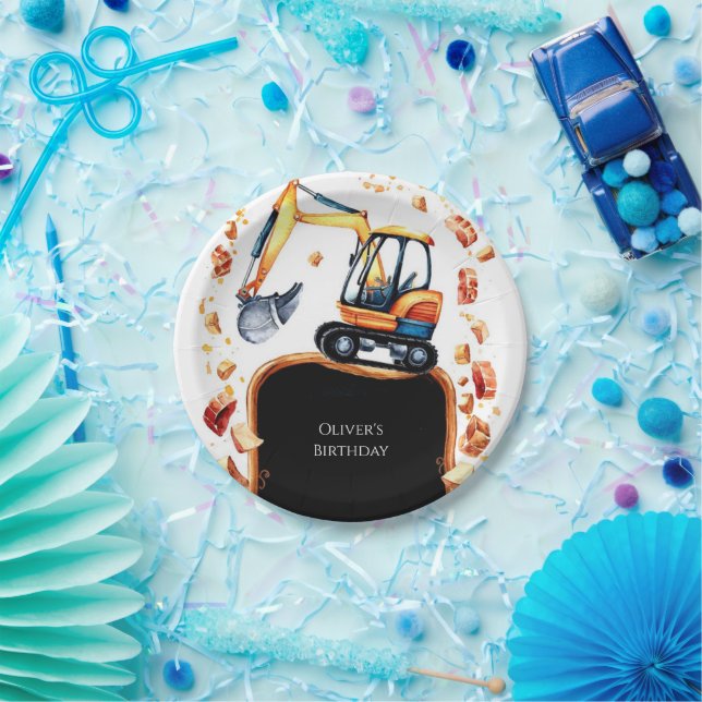 Plato De Papel Aniversario de la Construcción de Niños Mágicos (Fiesta)