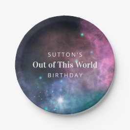 Plato De Papel Aniversario de la galaxia del Arcoiris