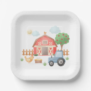 Plato De Papel Aniversario de la granja de animales Barnyard