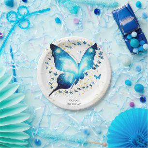 Plato De Papel Aniversario de la mariposa simple y caprichosa