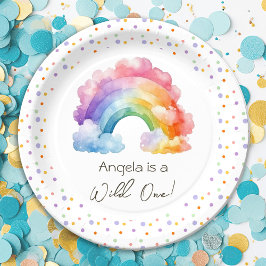 Plato De Papel Aniversario de la muerte de un niño arcoiris