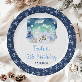 Plato De Papel Aniversario de la nacimiento de animales del Ártic