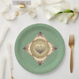 Plato De Papel Aniversario de la Perla 30/12 y Boda Verde
