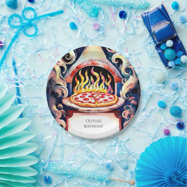 Plato De Papel Aniversario de la pizza de los niños pequeños (Fiesta)