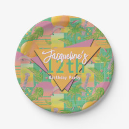 Plato De Papel Aniversario de la puesta de sol de la ola de vapor