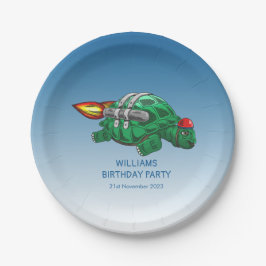 Plato De Papel Aniversario de la rápida tortuga de cohetes