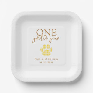 Plato De Papel Aniversario de la recuperación de un año dorado am