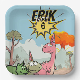 Plato De Papel Aniversario de la Rentabilidad de Dino, Personaliz