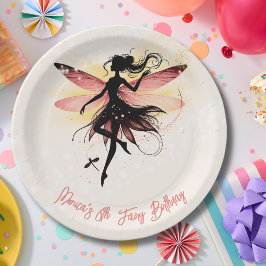 Plato De Papel Aniversario de la silueta de Fairy con encanto