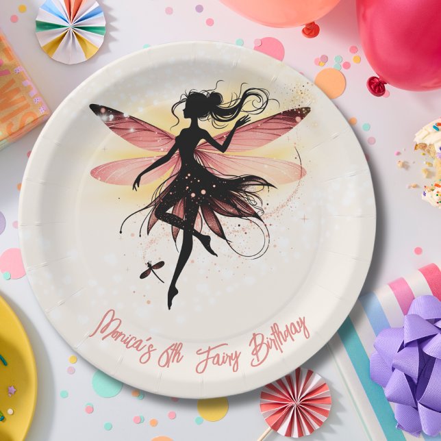 Plato De Papel Aniversario de la silueta de Fairy con encanto (Subido por el creador)