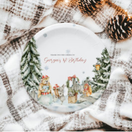 Plato De Papel Aniversario de la Tierra de Invierno Encantada