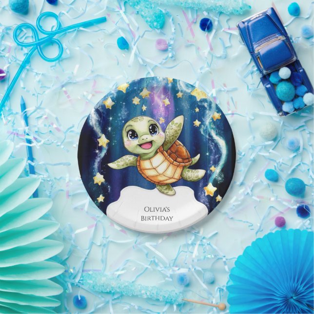 Plato De Papel Aniversario de la tortuga de los niños (Fiesta)