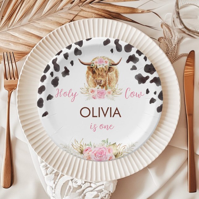 Plato De Papel Aniversario de la vaca de Highland (Subido por el creador)