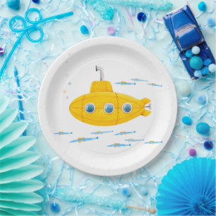 Plato De Papel Aniversario de los niños de los submarinos amarill