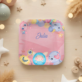 Plato De Papel Aniversario de los niños de pequeños monstruos
