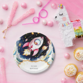Plato De Papel Aniversario de un cohete simple y caprichoso