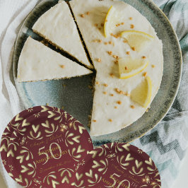 Plato De Papel Aniversario Del 50° Boda Del Rojo Y El Oro De Borg