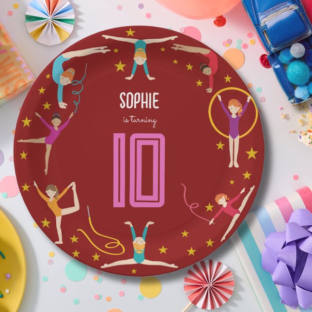 Plato De Papel Aniversario del chica deportivo de acrobacia y gim (Subido por el creador)
