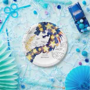 Plato De Papel Aniversario del Dragón Místico Encantado