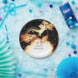 Plato De Papel Aniversario del Dragón Simple Encantado