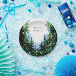 Plato De Papel Aniversario del espléndido bosque encantado