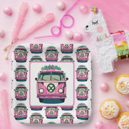 Plato De Papel Aniversario del estilo hippie Van Retro de los año