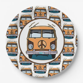 Plato De Papel Aniversario del estilo hippie Van Retro de los año