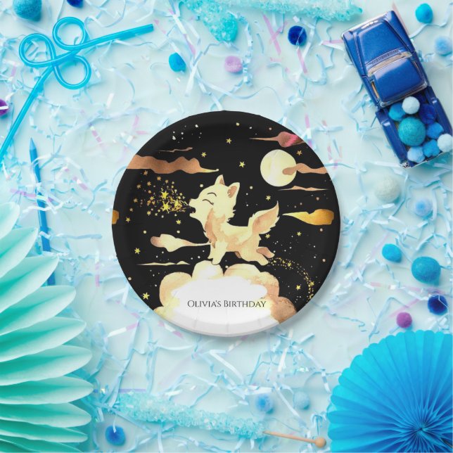 Plato De Papel Aniversario del lobo de Woodland (Fiesta)