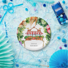 Plato De Papel Aniversario del mercado de granjeros cultivados lo