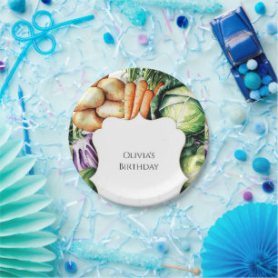Plato De Papel Aniversario del mercado de los niños cultivados lo