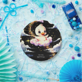 Plato De Papel Aniversario del Pato Mágico Pastel