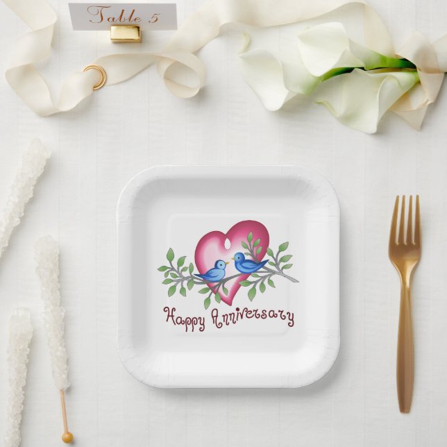 Plato De Papel Aniversario feliz (Boda)