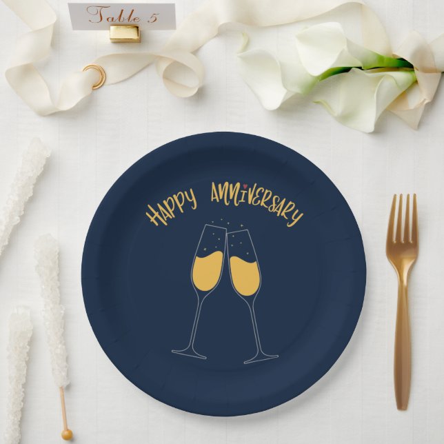 Plato De Papel Aniversario feliz - Placa de papel (Boda)
