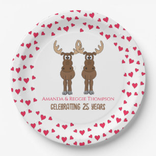 Plato De Papel Aniversario gracioso Fiesta Cute Whimsical Moose