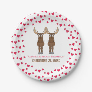 Plato De Papel Aniversario gracioso Fiesta Cute Whimsical Moose