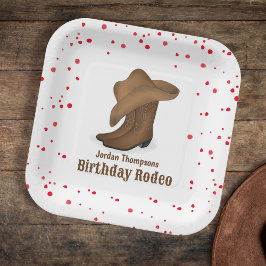 Plato De Papel Aniversario lindo Fantasma Cowboy Rodeo Simple