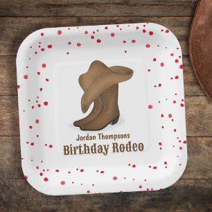 Plato De Papel Aniversario lindo Fantasma Cowboy Rodeo Simple