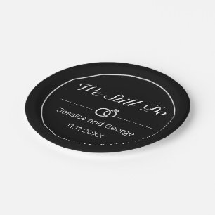 Plato De Papel Aniversario Minimalista del Boda negro blanco mode