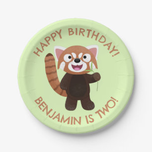 Plato De Papel Aniversario personalizado personalizado del panda
