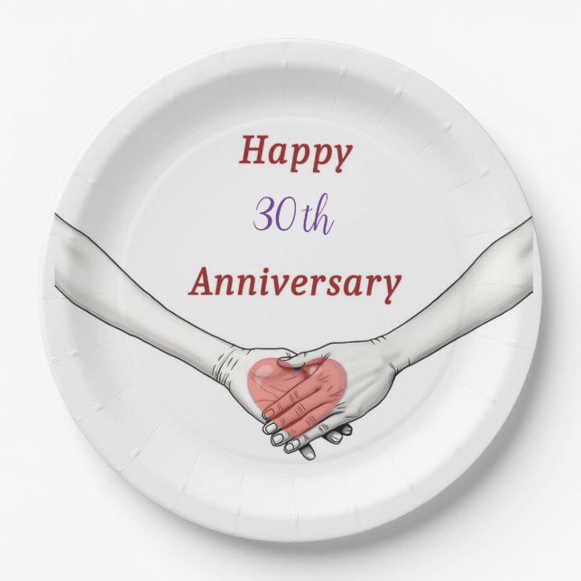 Plato De Papel Aniversario _th Feliz Personalizado (Anverso)