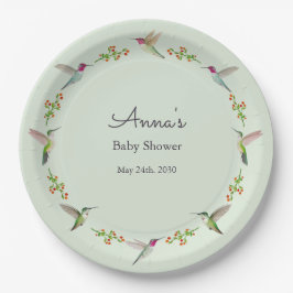 Plato De Papel Anna's Hummingbirds baby Shower