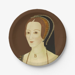 Plato De Papel Anne Boleyn - ilustracion histórico