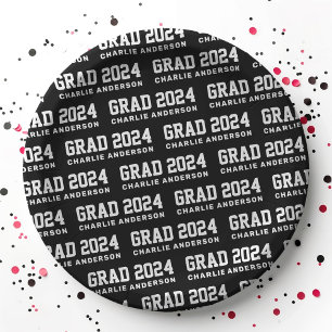 Plato De Papel Año de graduación 2024 nombre del graduado negro b