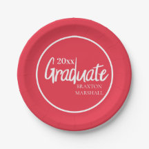 Año de graduación nombre en rojo y blanco