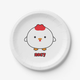 Plato De Papel Año de las placas de papel del gallo 2017