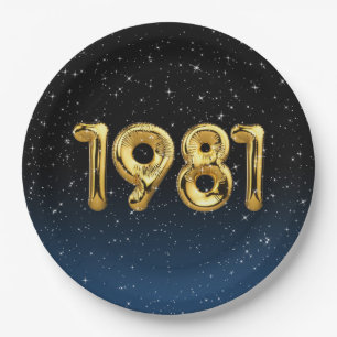 Plato De Papel Año De Los Globos De Cumpleaños 1981 En Las Estrel