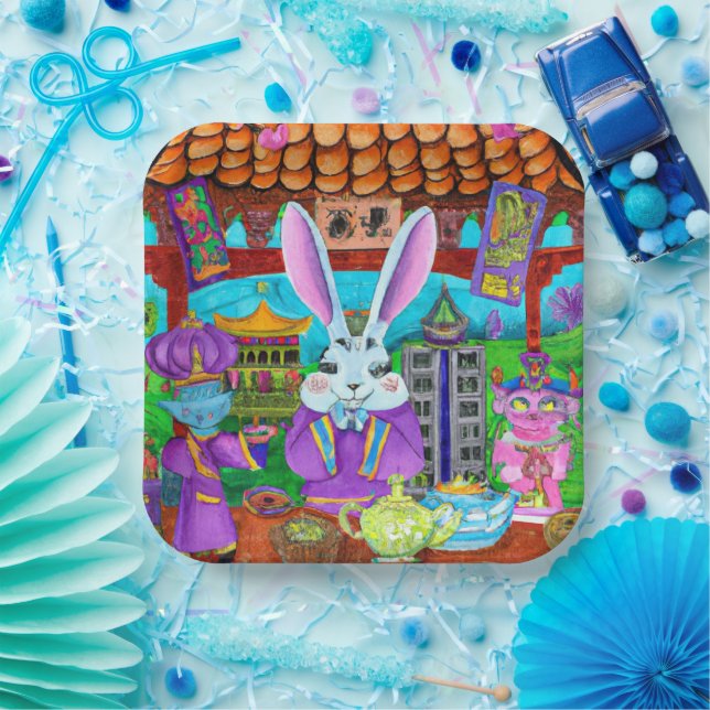 Plato De Papel Año del conejo (Fiesta)