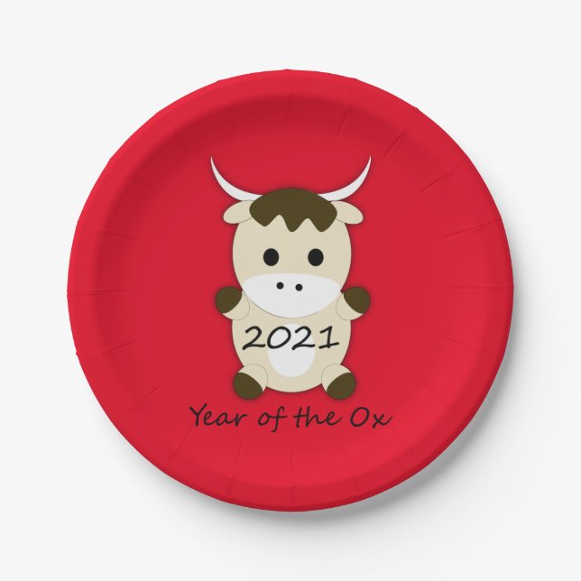Plato De Papel Año Nuevo Chino 2021 Año del Oxígeno (Anverso)