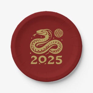 Plato De Papel Año Nuevo Chino de la Serpiente 2025 Potluck Famil